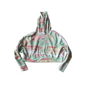 ADIDAS Womens Multicolor Swirl Crop Hoodie Sweatshirt Sz S